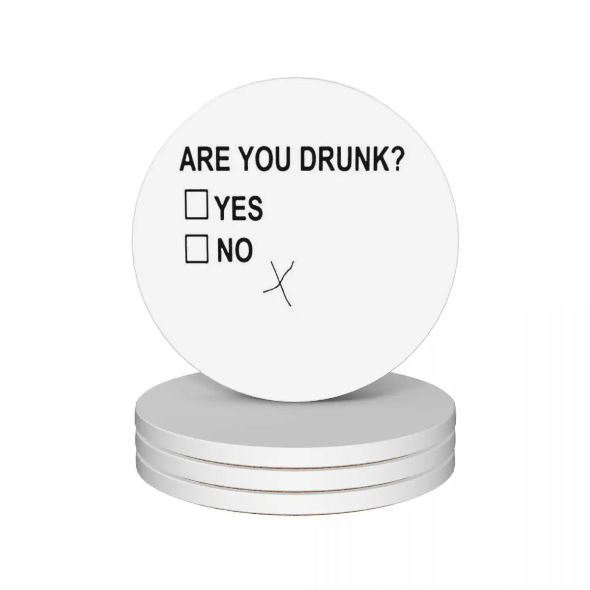 Are You Drunk Yes No Checkbox Party Fun Ceramic Coasters (Set of 4) eat table for the kitchen accessories Tea cups Coasters