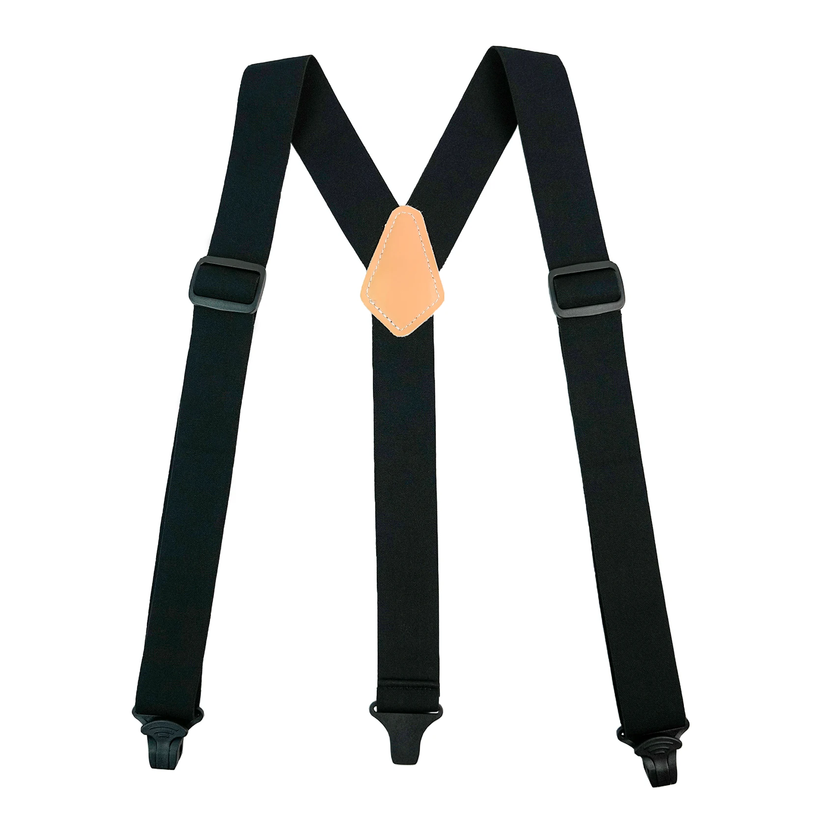 KUNN Mens Suspenders - Airport Friendly 1.5 inches Wide Y Back Style Elastic Suspender with Plastic Clips