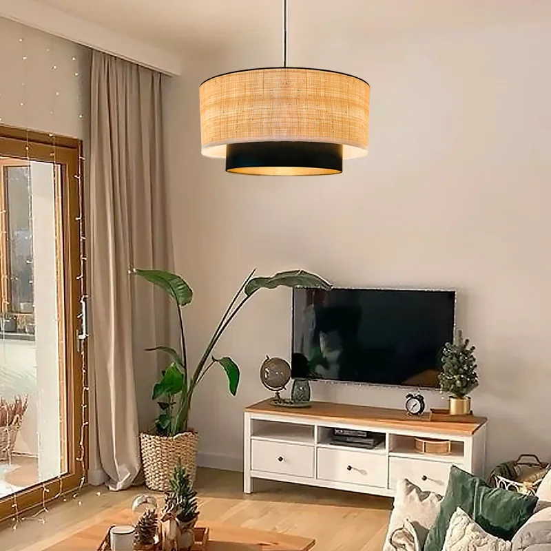 Japanese Rattan Chandelier Dining Room Bedroom Homestay Designer Tea Room Retro Medieval Style Lamps Lighting for Living Room image 4