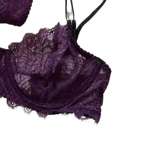 

KUCLUT romantic lingerie sexy gathered thin lace women underwear push up cup lace sexy upturned breathable lingerie set