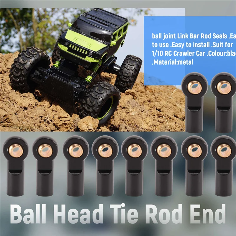 

YSUN-10Pcs Metal M3 Link Tie Rod End Ball Joint For 1/10 RC Car Crawler AXIAL SCX10 D90 D110 Tamiya CC01
