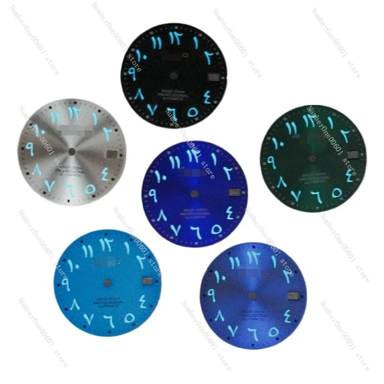 

For NH35 Movement Dial New Log Face Blue Mechanical Watch Luminous Face