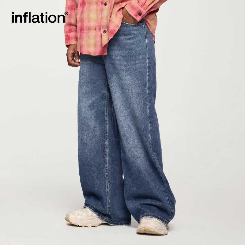 INFLATION Classic Floor-Length Pants American High Street Washed Denim Jeans