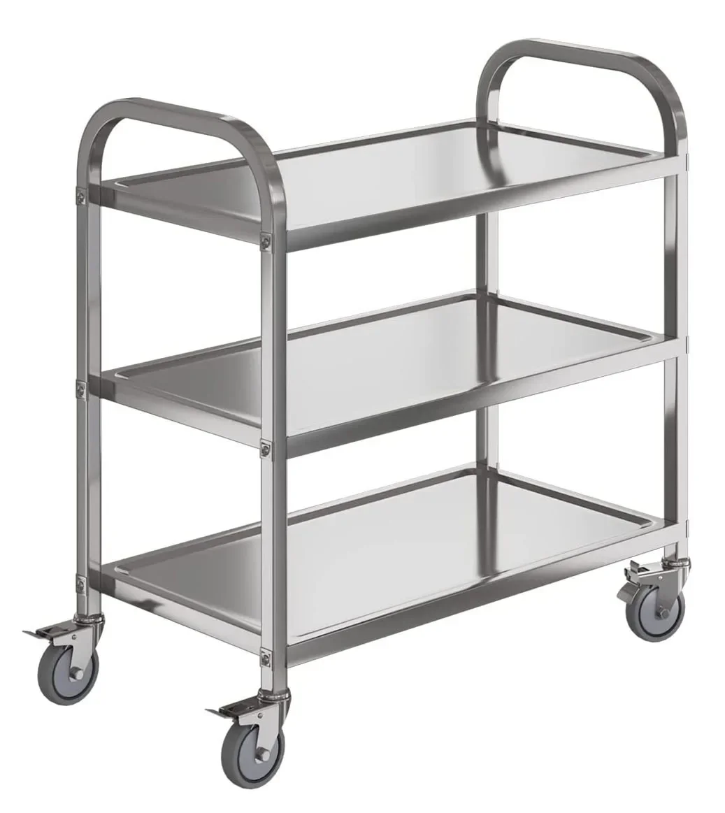 

Restaurant Food Service Carts Medium Size Stainless Steel 2 Tiers Trolley Carts