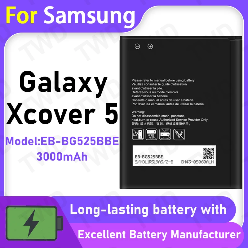 

100% New 3000mAh EB-BG525BBE Battery For Samsung Galaxy Xcover 5 Battery Replacement Bateria+Free Tools