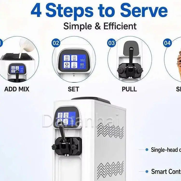 Countertop Commercial Ice Cream Maker BL25E 1000W Single Flavor Soft Serve Frozen Yogurt Machine For Beverage Shop
