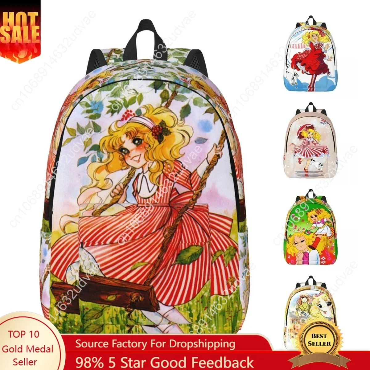 Candy Candy Anime Backpack for Men Women Casual High School Work Daypack Kawaii Japanese College Shoulder Bag Durable