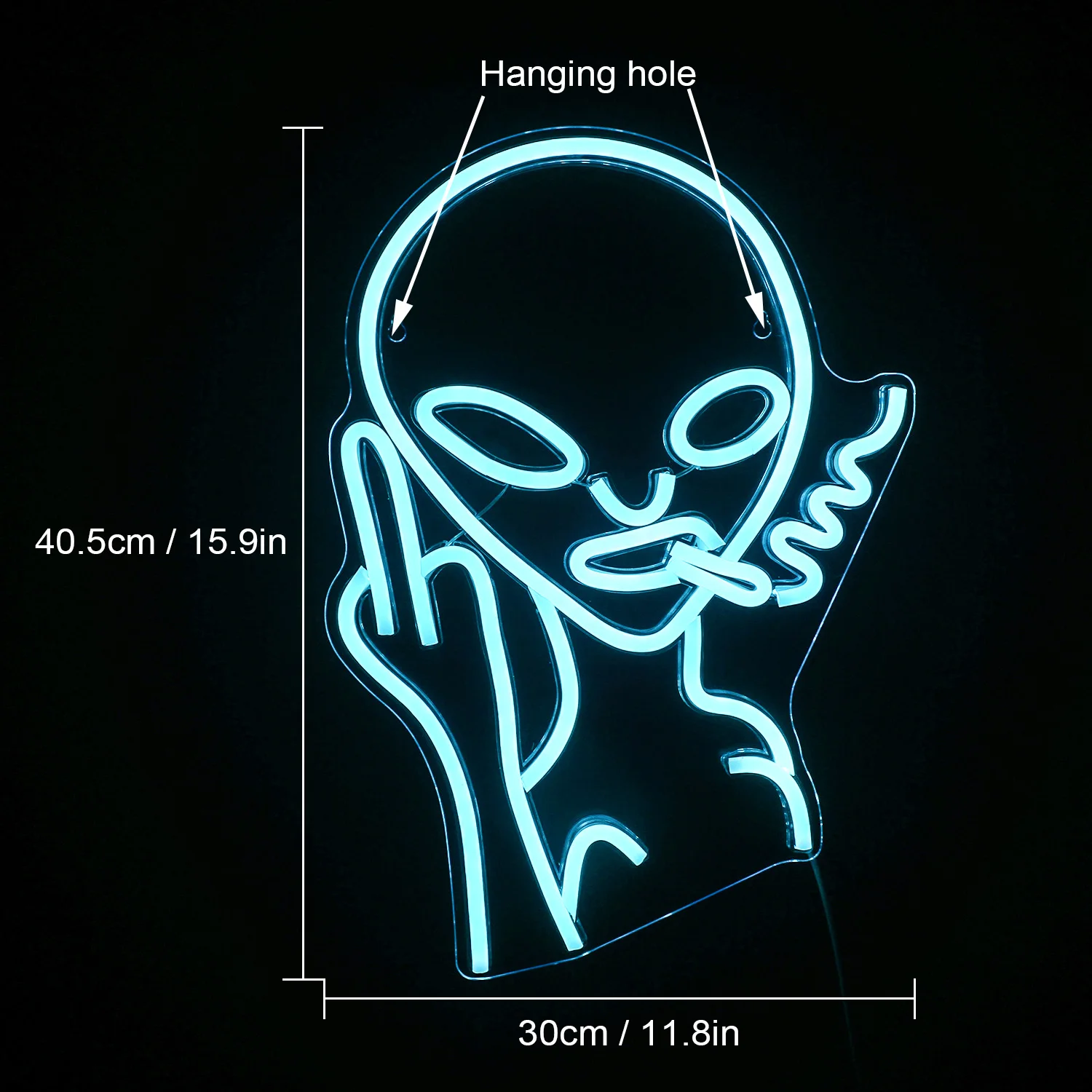 Imagem -03 - Alien Neon Sign Ice Blue Led Wall Decor Alimentado por Usb Acrílico Festa Bar Pub Boate Homem Caverna Sala de Jogos Quarto