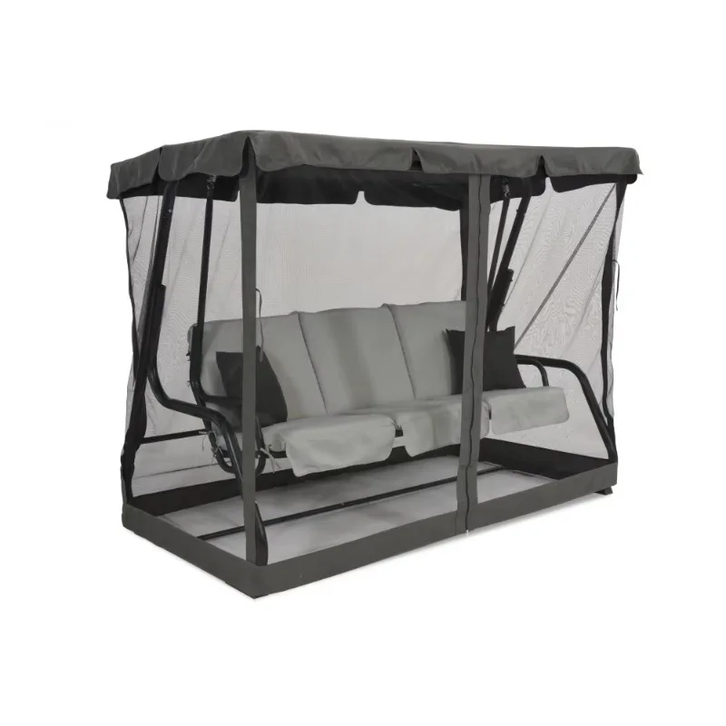 Outdoor patio swing chair with cushions and pillows for 3 seats