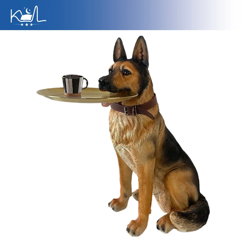 German Shepherd Dog Figurine Statue, Resin Animal Sculpture for Living Room TV Cabinet Decor, Housewarming Gift for Dog Lovers