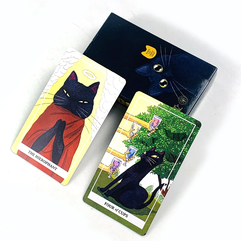 Nouveau jeu de tarot Black Cat, 78 cartes sur le thème des chats, édition méditation et divination, jeu de société pour les amoureux des chats