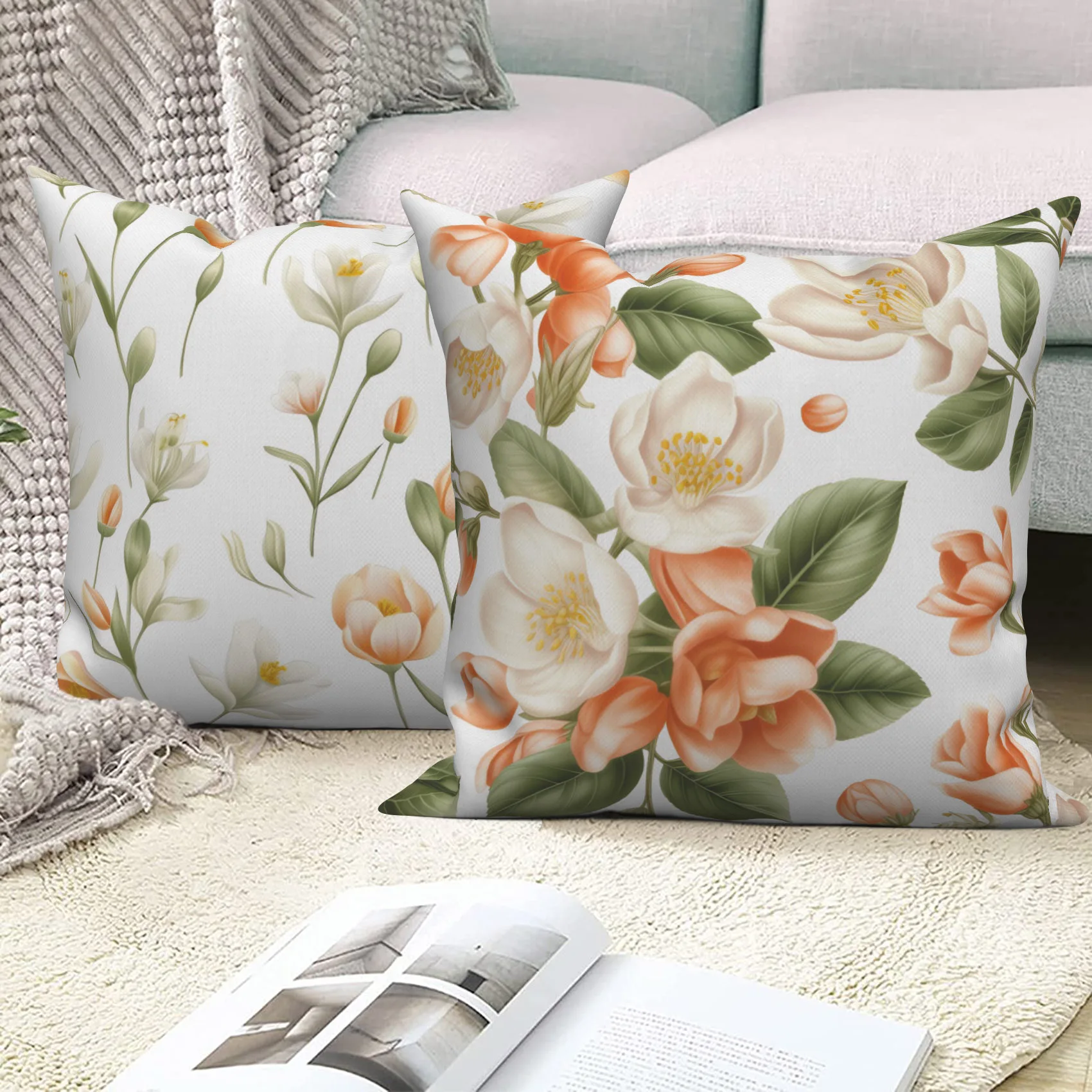 Watercolor Flower Throw Pillow Case Blossom Floral Print Pattern Home Decor Sofa Square Cushion Cover Nordic Modern Pillowcase