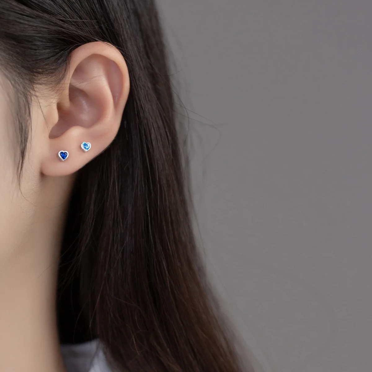 La Monada Small Blue Zircon Stud Earrings 925 Sterling Silver 925 Heart Ball Nut Silver Earrings For Women Silver Girls Student