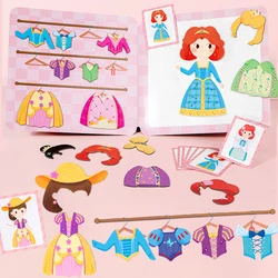 Magnetic Puzzle Books Montessori Magnetic Dress-up Playset Clothes Make Face Animals Puzzle Games Early Educational Toys for kid