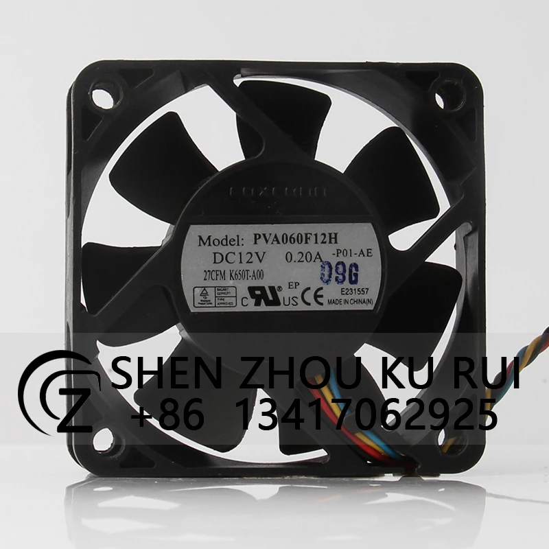 PVA060F12H Case Cooling Fan for FOXCONN 12V 0.20A 6020  60x60x20mm 4-wire Silent PWM Speed Control