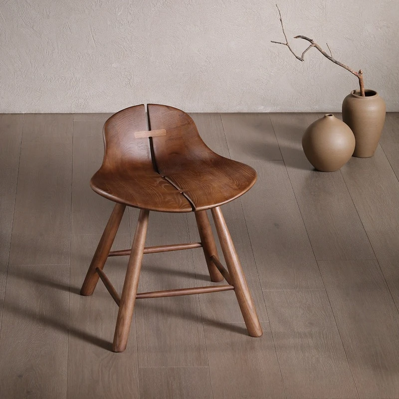 

Wabi Sandy Wind Solid Wood Dining Chair Italian Designer Villa Stool Living Room Balcony