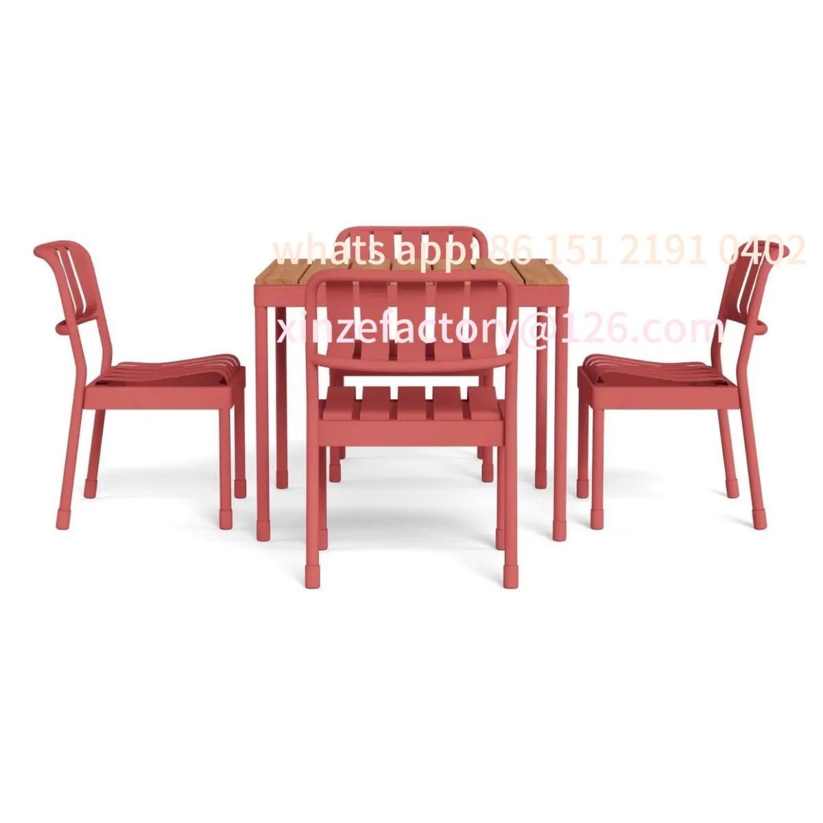 Anpassbare Tische und Stühle aus Metall für den Innenhof, Kunststoff, Holz, wasserdicht, Outdoor-Balkon, Freizeittisch, Stuhlkombination