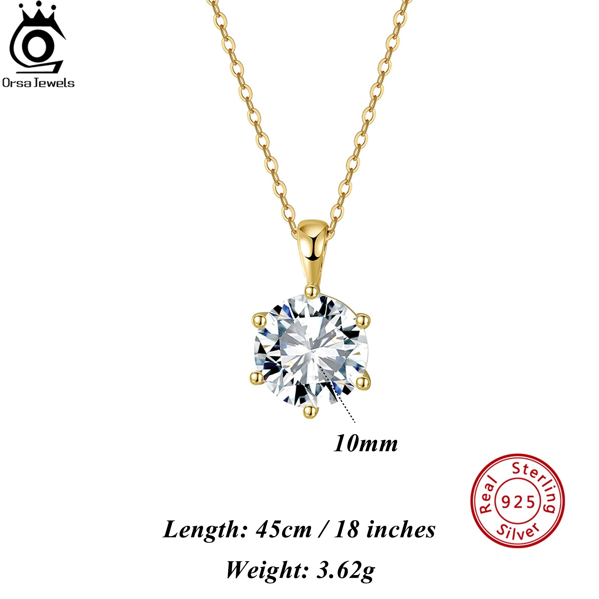 

ORSA JEWELS Chic 925 Sterling Silver Oval Diamond 8A Cubic Zirconia Pendant Necklace Suitable for Women Wedding Jewelry LZN23