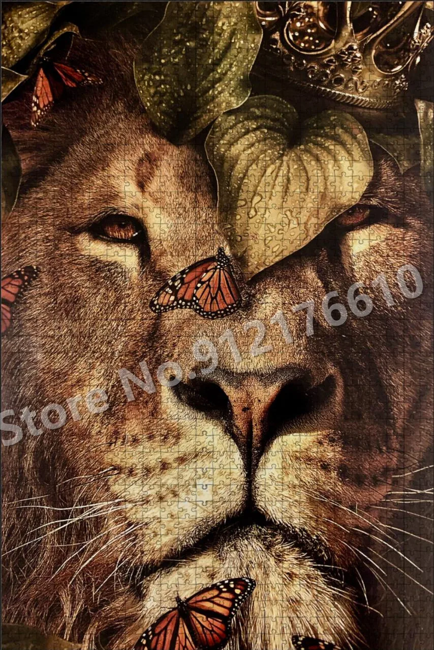 Lion King Jigsaw Puzzle 300/500/1000 Pieces Animals Tiger Lion Print Wooden Puzzle Diy Educational Intellectual Decompress Toys