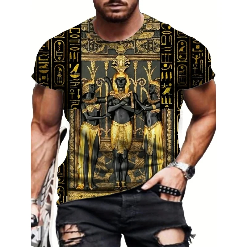 Ancient Egypt T-Shirts Anubis Pattern 3D Print Men Women Casual Short Sleeve T Shirt Harajuku Y2K Top Street Tees Men's Clothing