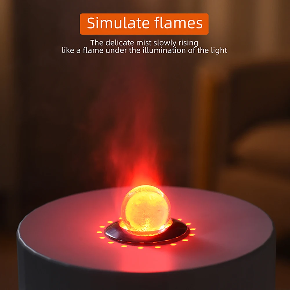 3D Flame Aroma Humidifier, 7 Color Light, 2H/4H Timer, 300ml, Essential Oil Diffuser, Quiet Mist, Desktop Decor for Home Office