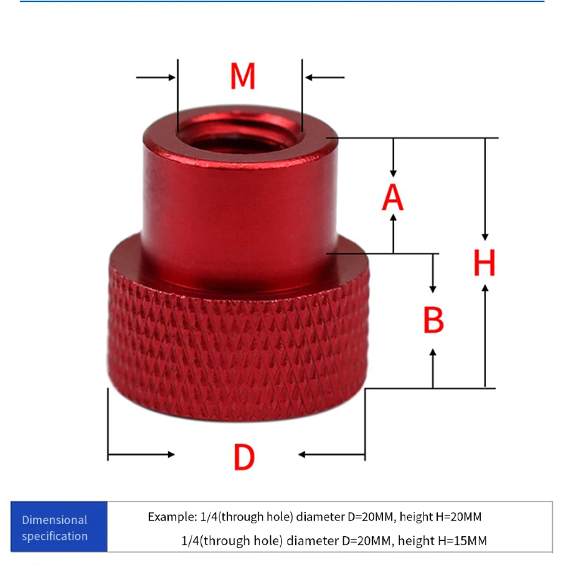 1/4 British System D12~D30 Blind/Through-Hole Hand Nut Aluminum Alloy Krasled Step Nut With Ring Thumb Nut Black/Red/Aluminum