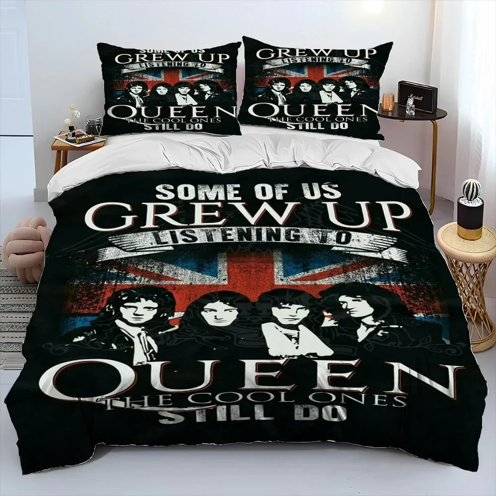 Freddie Mercury Queen-Rock-Band Comforter Bedding Set,Duvet Cover Bed Sets Quilt Cover Pillowcase,King Queen Size Bedding Set