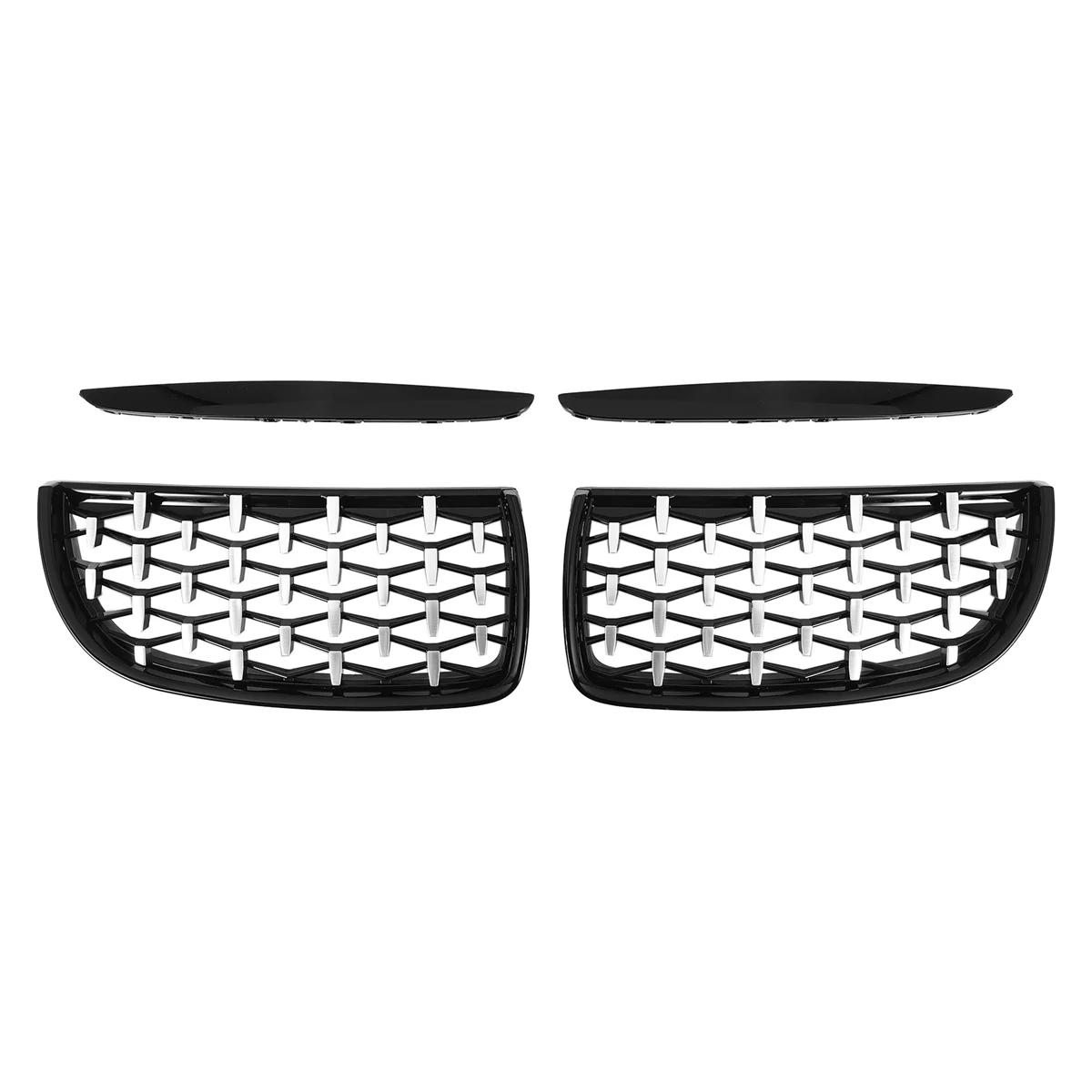 Gloss Black&Chrome Diamond Meteor Latest Style Grille for -BMW 3 Series E90 E91 325I 328I 335I Pre-LCI 2005-2008