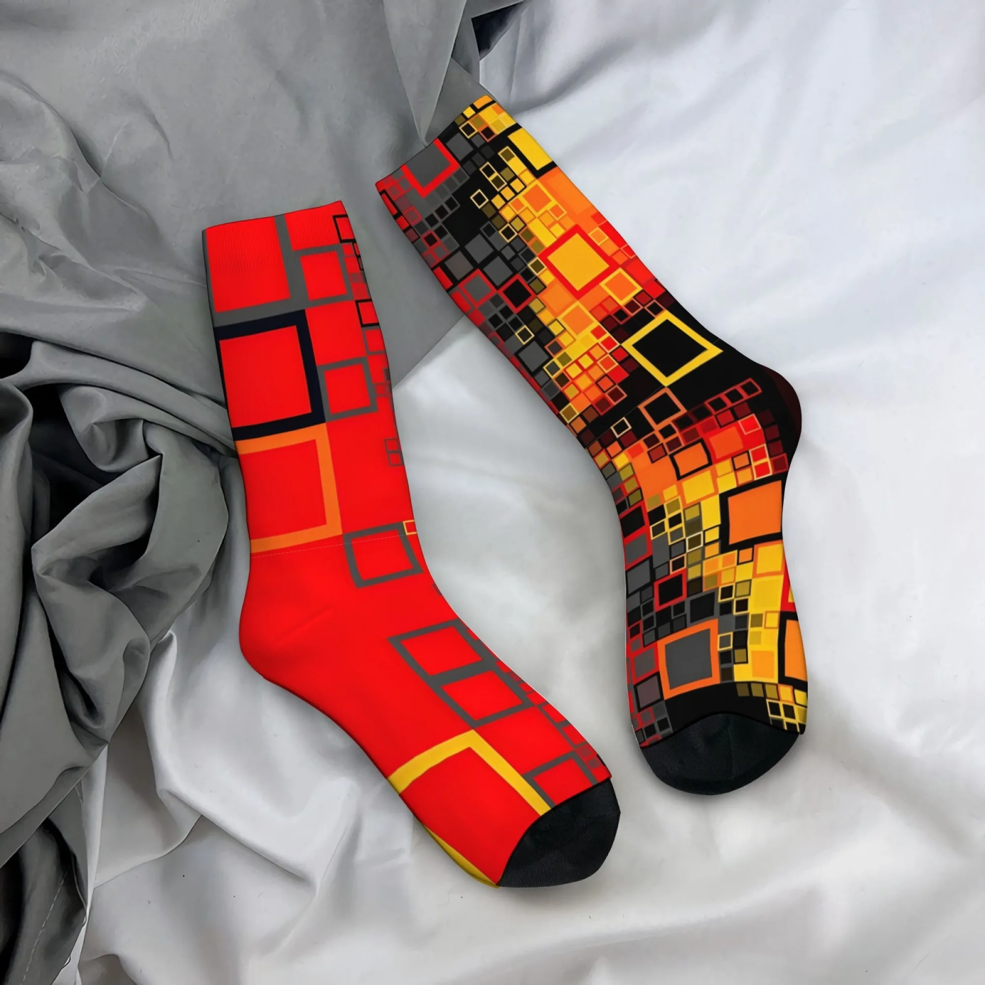 Gradient Square Art Socks Soft Non-slip Anti-rub Elastic Men's Socks Outdoor Travel Casual Novelty Avant-garde Compression Socks