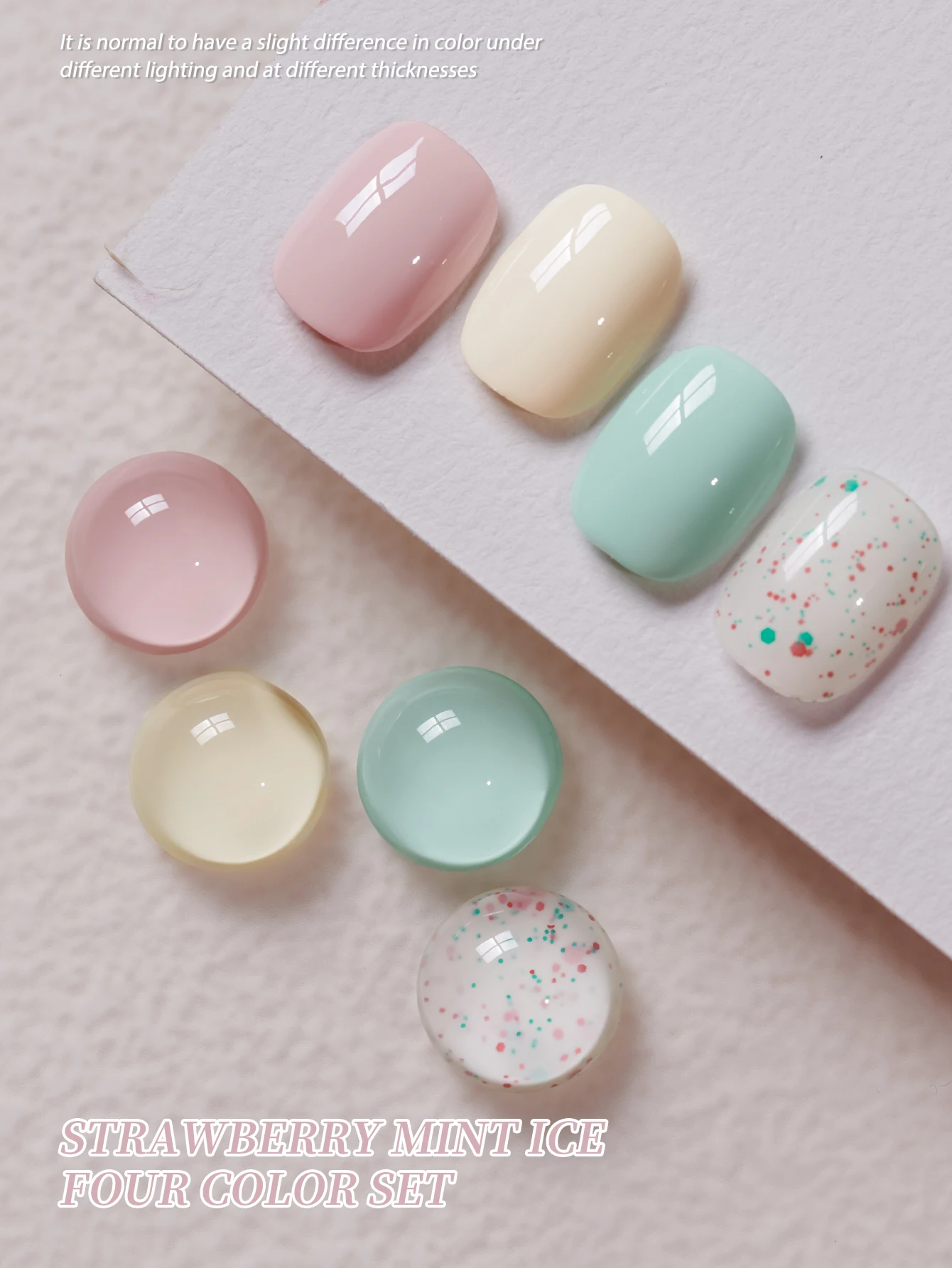 4 ชิ้น 4 สี --- สตรอเบอร์รี่ Mint Ice เล็บชุดเล็บเจลเลื่อมเล็บครีมกาว Glossy Gloss Salon เล็บ