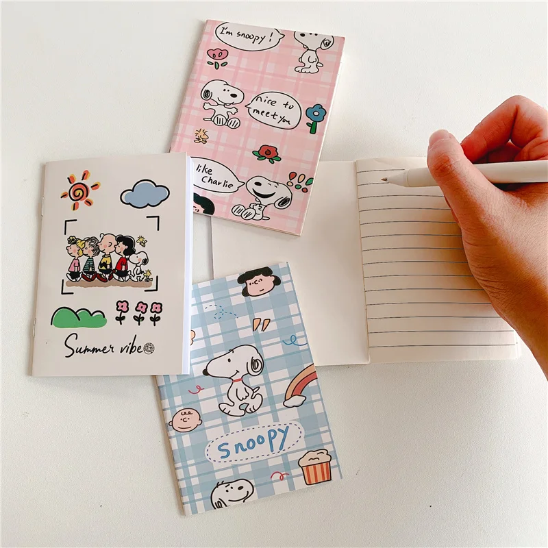 20 Pages Mini Cartoon Cute Snoopy Charlie Partner Portable Notebook Diary Hand Account Notepad Kawaii Anime Toy for Girl Gift