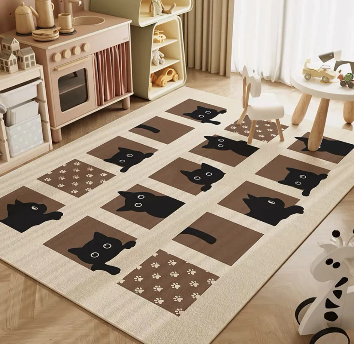 VIKAMA Cartoon Crystal Velvet Carpet Large Area Living Room Decoration Carpet Sofa Coffee Table Mat Home Non-Slip Carpet