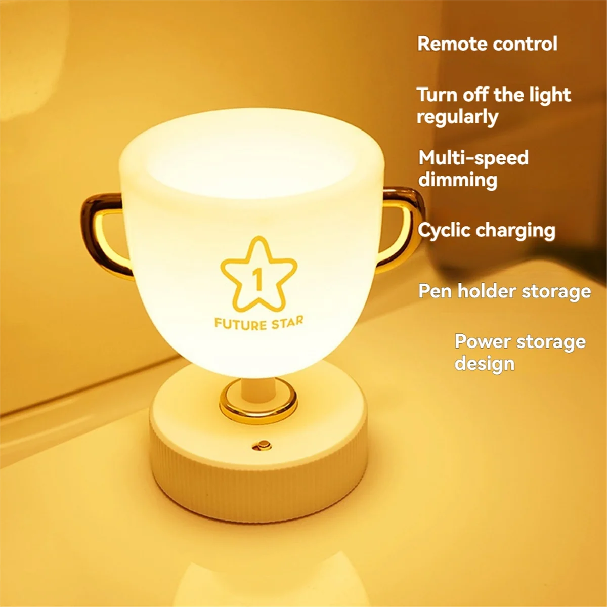 At42 led lâmpada troféu infantil aprendizagem caneta titular quarto das crianças lâmpada de cabeceira presente aniversário luz noturna