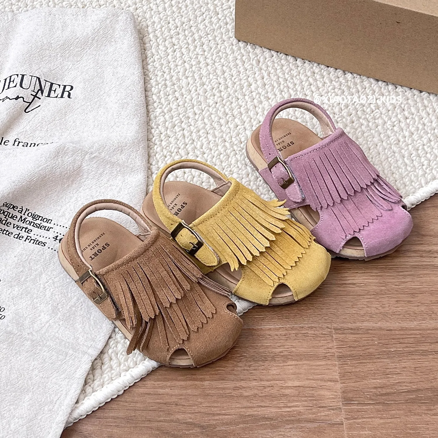 

Летние сандалии для маленьких девочек, детские пляжные сандалии, детская обувь принцессы с кисточками, противоскользящая студенческая обувь на мягкой подошве, размер 23-36