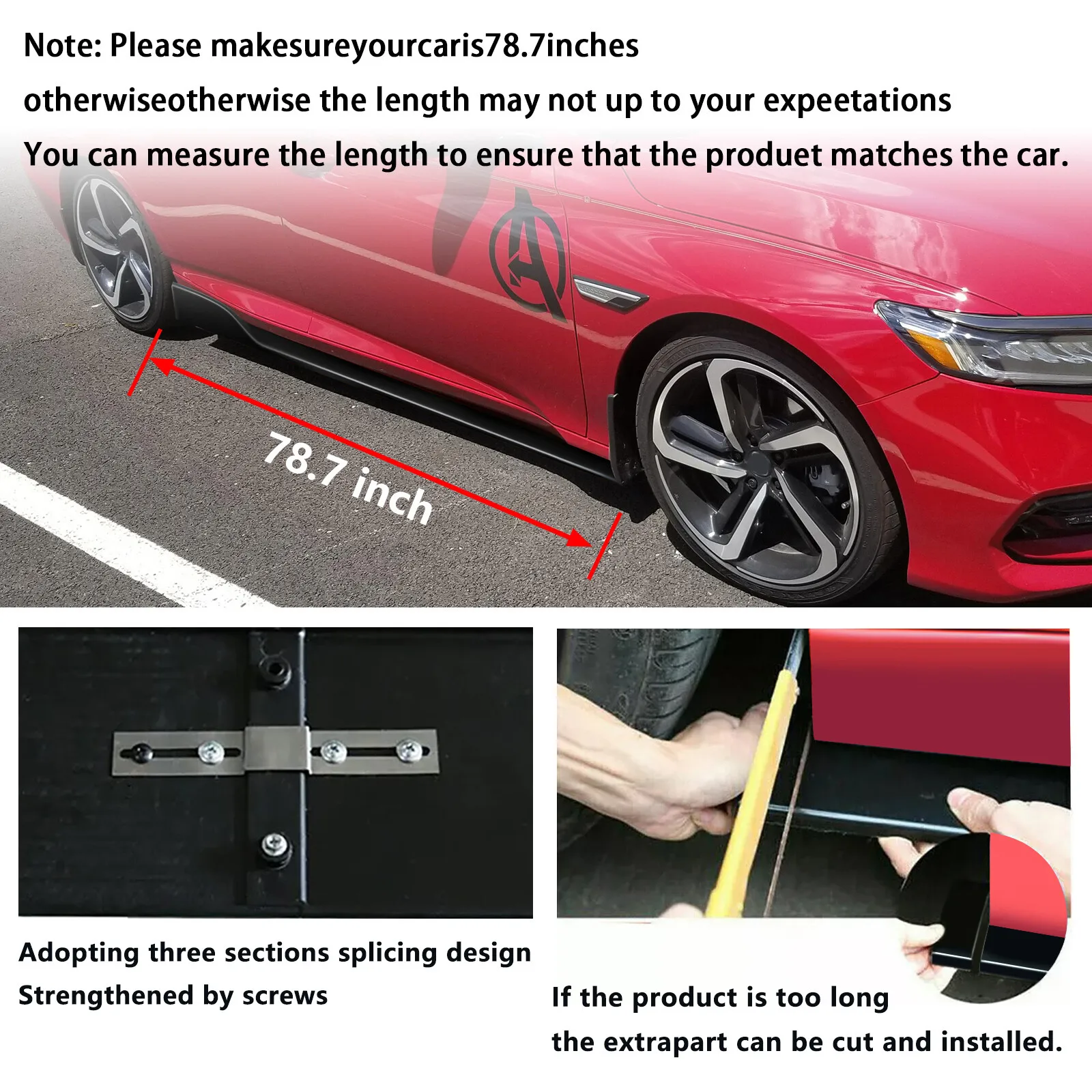 Kit de becquet de jupe latérale pour Hyundai Sonata 2011 – 2023, lèvre d'extension et panneau séparateur, ajustement personnalisé