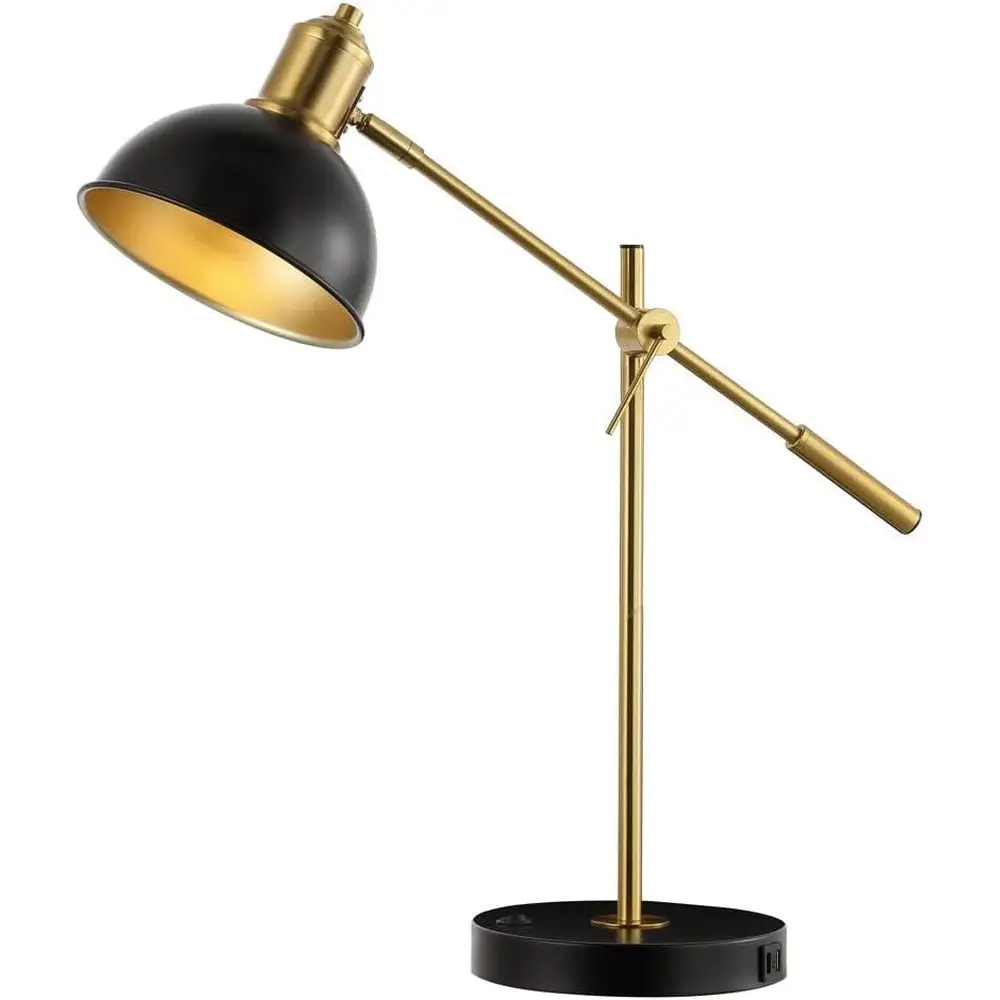 24-inch Adjustable Table Lamp with USB Port, Black/Brass Finish, Perfect for Living Spaces and Offices (LED Bulb Included) view 5