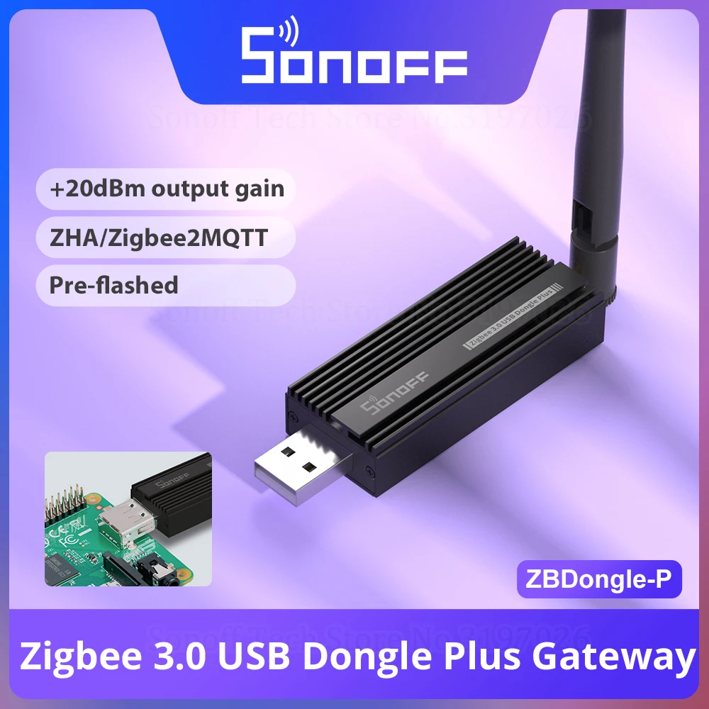 SONOFF ZBDongle Zigbee 3.0 USB Gateway ZBDongle Plus Universal via ZHA or Zigbee2MQTT Support Sonoff ZBMINI S26R2ZB SNZB Sensors