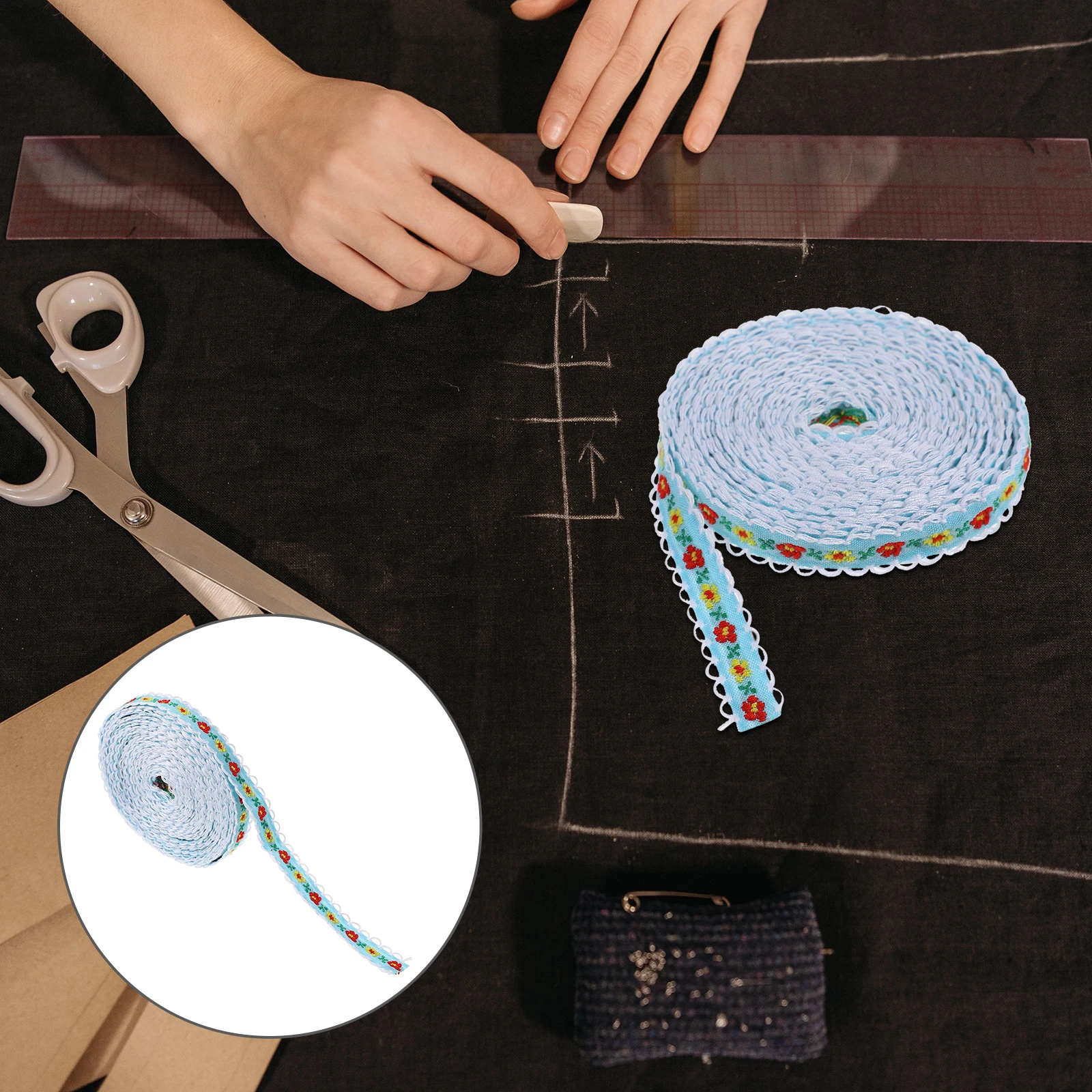 2 Pcs Embroidered Webbing Ribbon Trim Floral Lace Woven Embroidery Sequins for Sewing Fabric Flower Mesh Ribbons Crafts