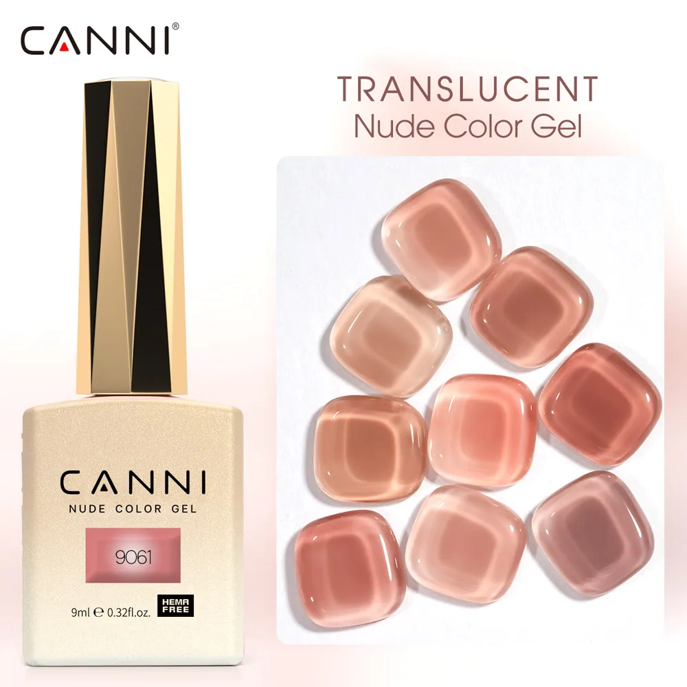 CANNI Jelly Color Gel-Nagellack, kein TPO, durchscheinendes Gel, glatte Konsistenz, Soak Off UV-LED, semi-permanenter Gel-Rundpinsel, 9 ml – Detail 1