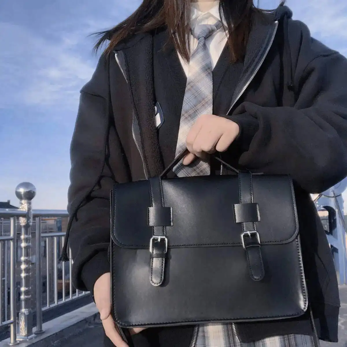 Bloom Haruku Jk Messenger Bag Women Preppy Style Pu Handle Casual Crossbody Bags Backpack Female Vintage Black Backpacks New