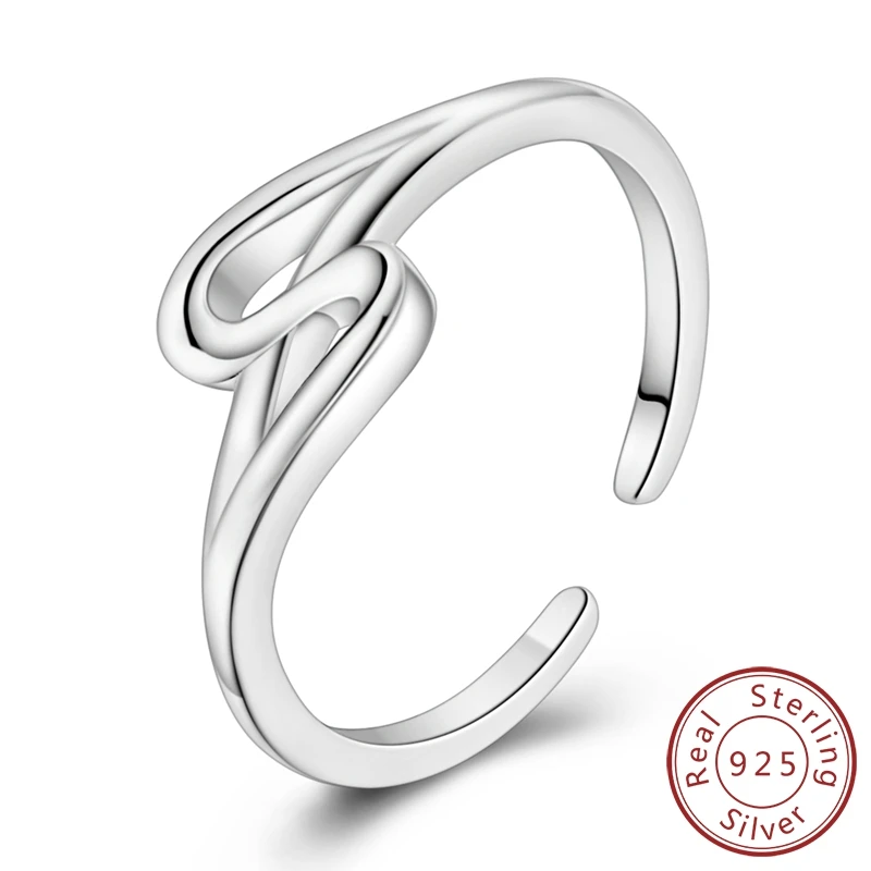 

Vintage 100% 925 Sterling Silver Double Curved Winding Open Ring for Women Teens Huggie Birthday Gift