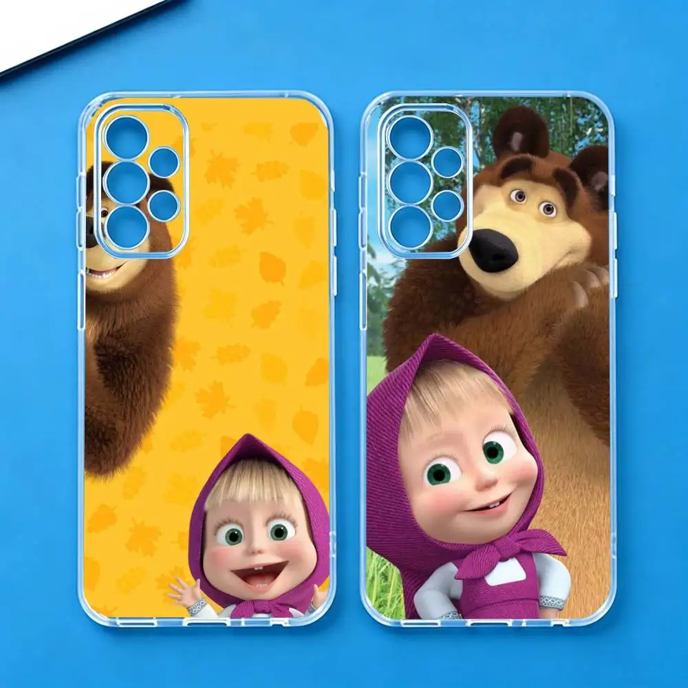 Masha the bear  Phone Case Transparent Silicone Soft For Samsung S25,S24,S21,S22,S23,S30,Ultra,S20,Plus,Fe