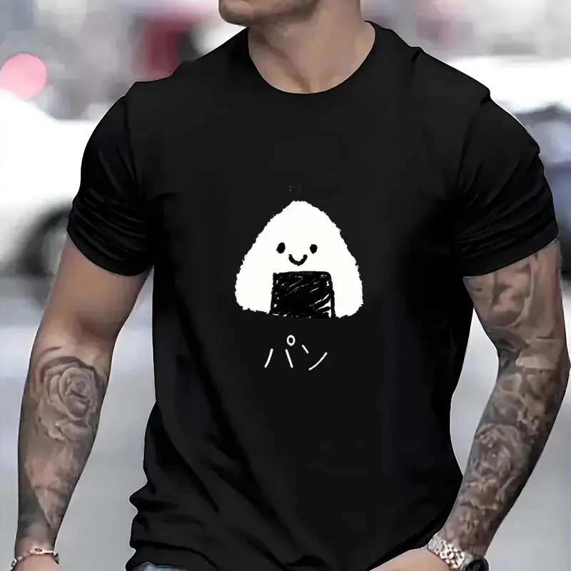 

Cartoon Rice Ball Japanese Style Y2k Simple Men Women T-shirt Cute Loose Casual Sports Hip-hop Unisex Shirt Street Harajuku Tees