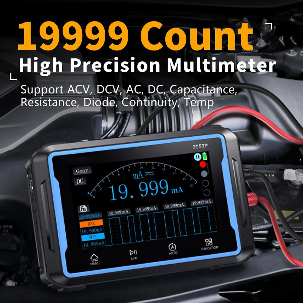 For FNIRSI 2C53P 3 In 1 Digital Handheld Oscilloscope Multimeter Signal Generator Touch Screen 2 Channels 50MHZ 250Ms/S