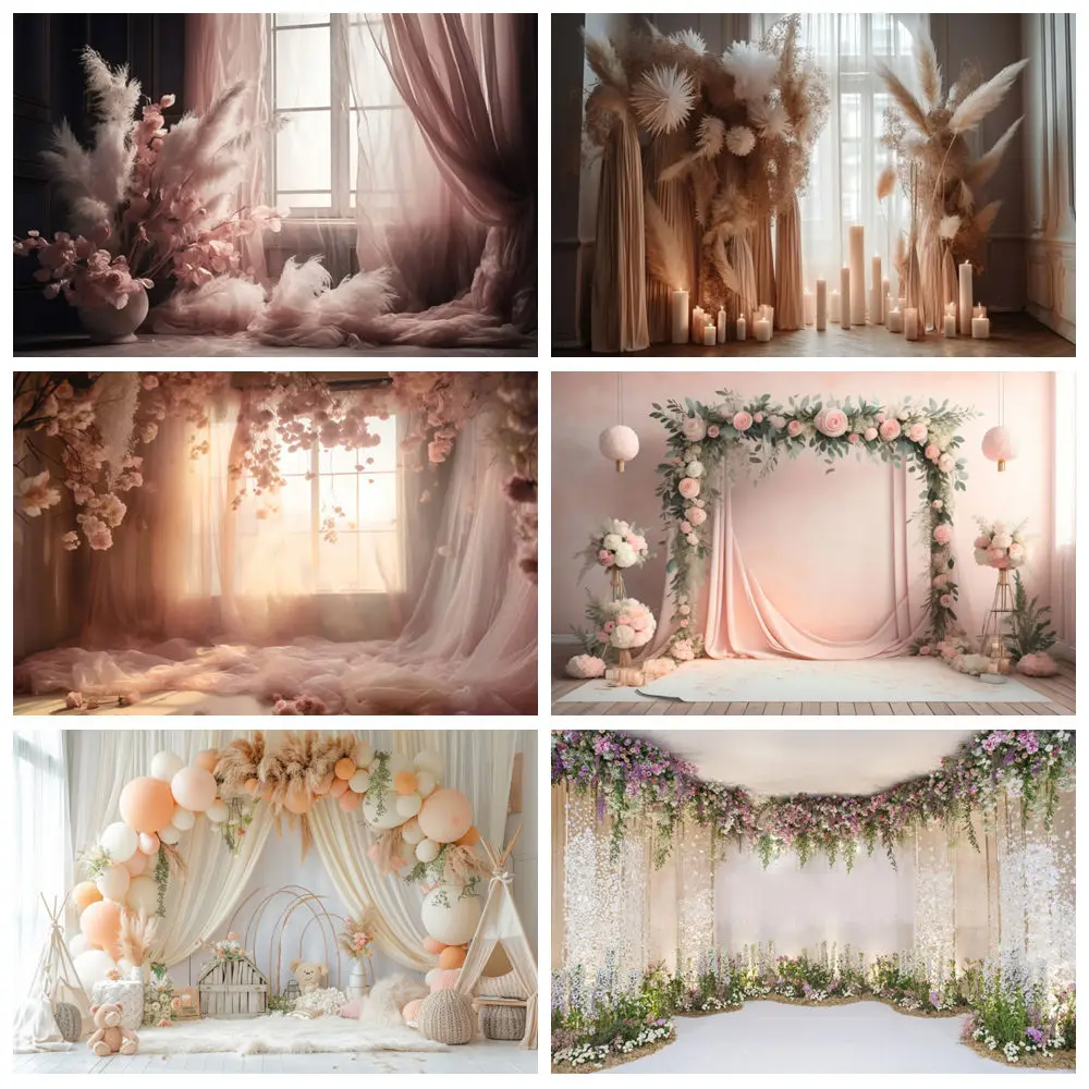 

Wedding Flower Photography Backdrop Abstract Floral Arch Baby Birthday Pregnant Bridal Shower Ceremony Portrait Photo Background