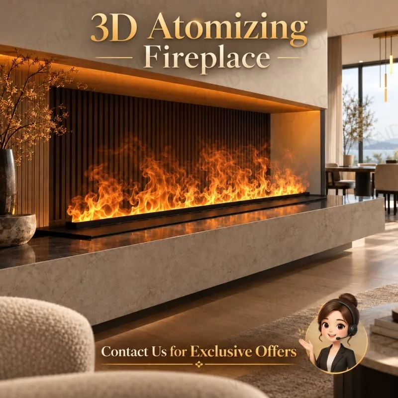WOFAID Built-in 3D Water Vapor Electric Fireplace Realistic Mist Flame APP Remote Control for Living Room Media Wall Decor Камин