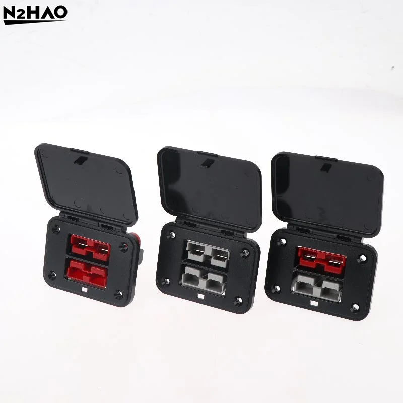 50A 600V Twin Dual Plug Connector Set Easy Install Flush Mount Bracket for Solar Panel RV Marine
