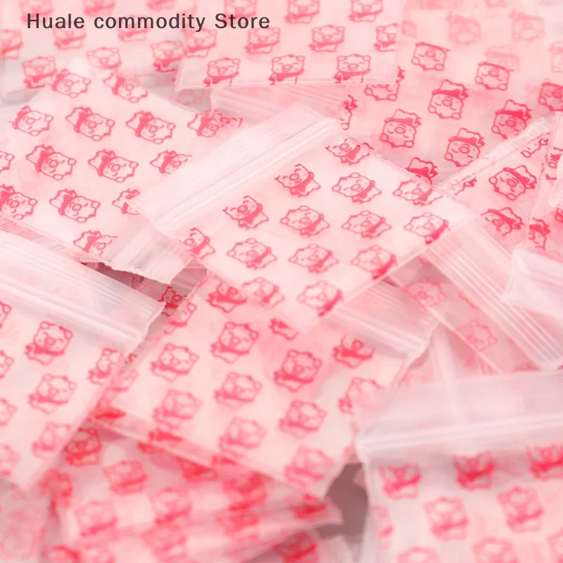 100 unids/pack pequeñas bolsas de plástico con cierre de cremallera bolsa transparente resellable bolsa de dulces bolsas de almacenamiento al vacío para regalo de fiesta de cumpleaños de boda