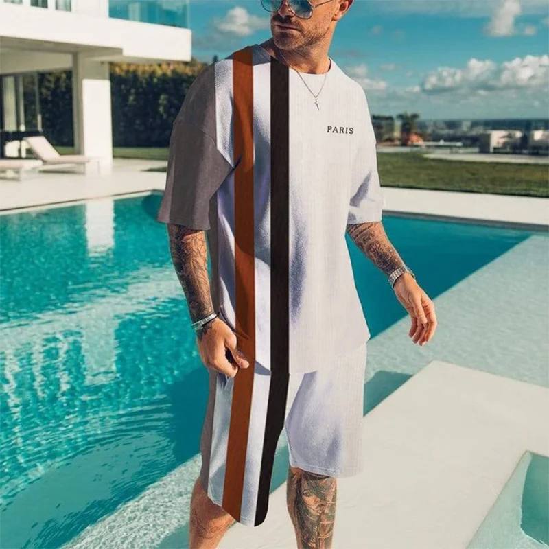 Summer New Fashion 2 Piece 3D Printed T-Shirt Shorts Loose Sportswear Breathable Men's Jogging Sports Suit Casual Male Set