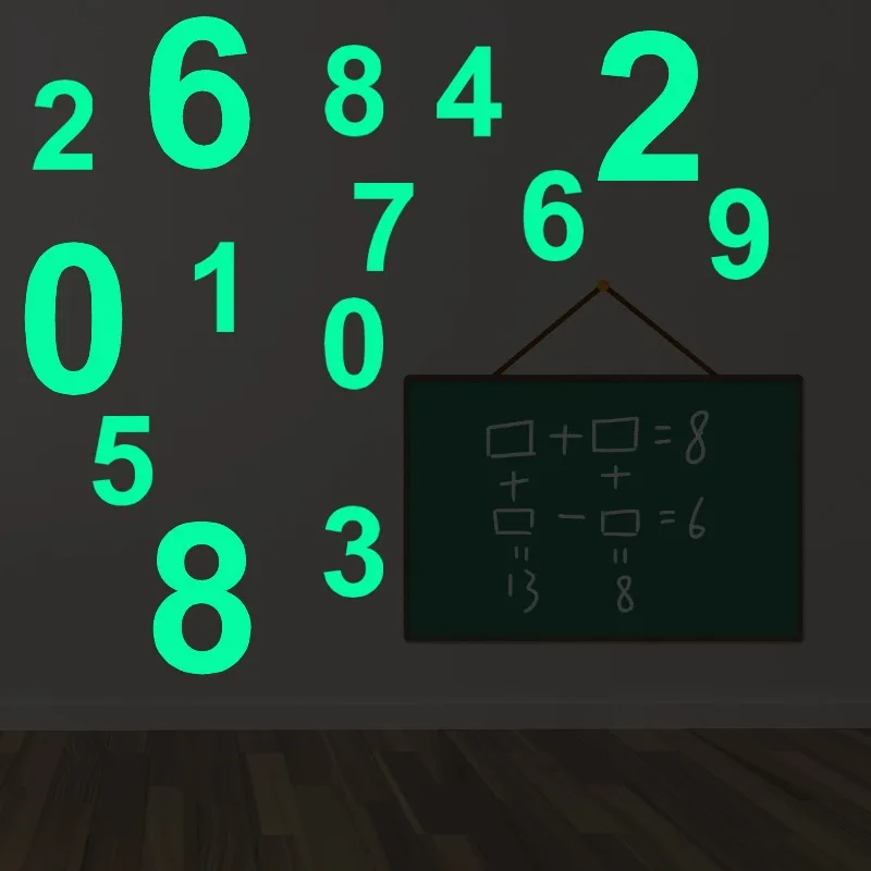 ملصقات حائط ذات أرقام داكنة متوهجة، شارات فلورسنت ذاتية اللصق قابلة للإزالة، ديكور غرفة اللعب، ديكورات جدارية كبيرة #2